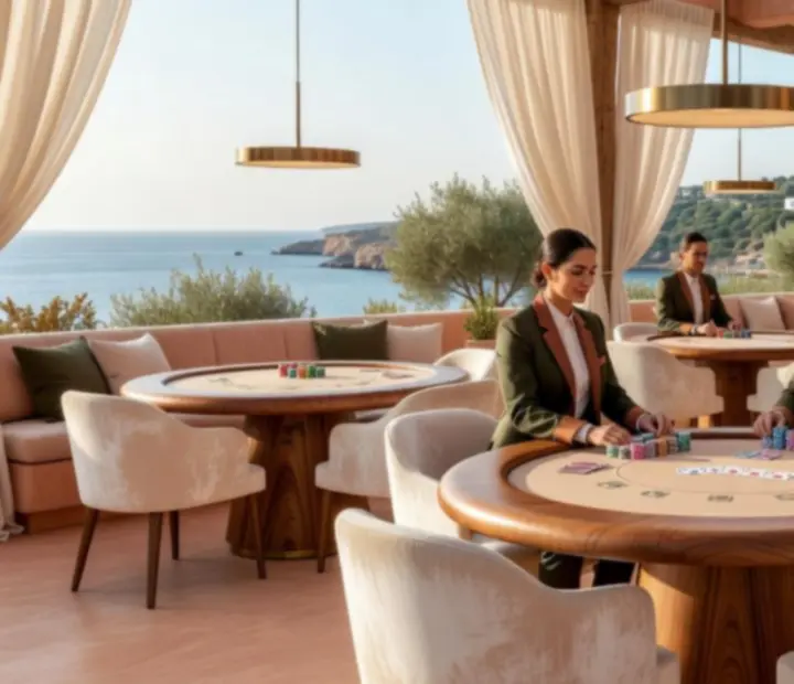 Mobilne casino lounge z profesjonalnymi stołami do pokera i gier stołowych na polskim evencie